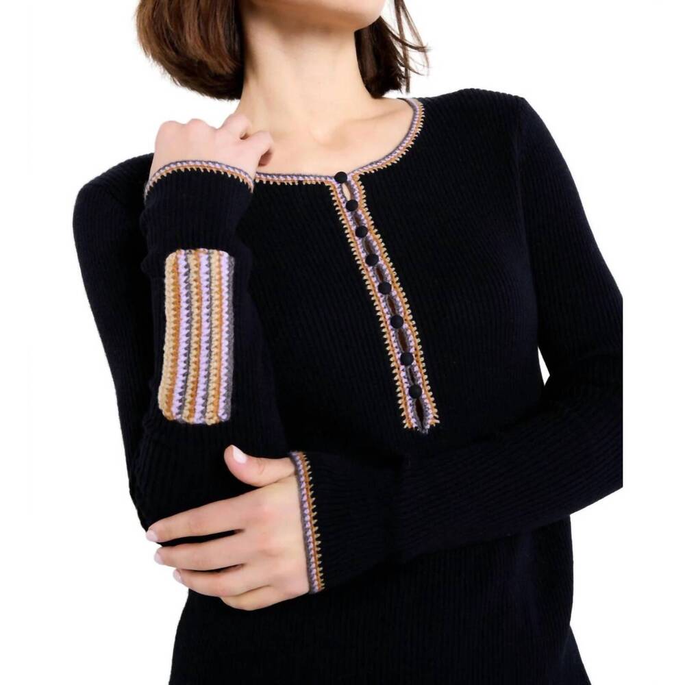 NEW LISA TODD patch match sweater in black